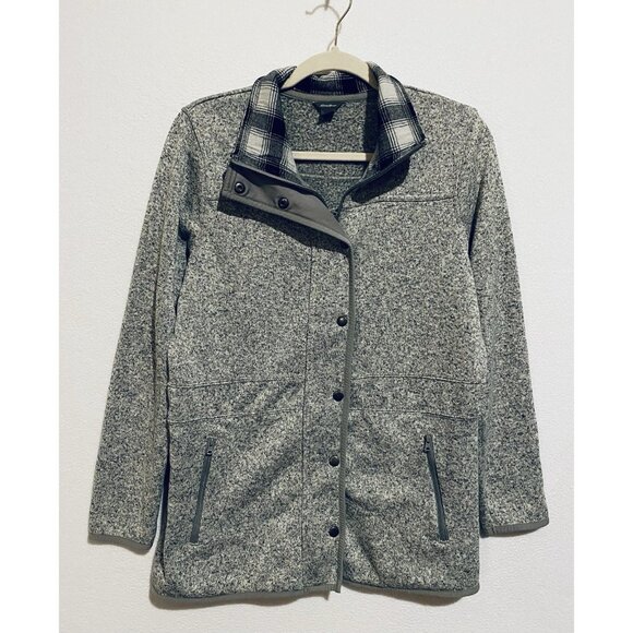 Eddie Bauer Jacket Womens Large Gray Radiator Fleece 2.0 Snap Zip Front Outdoor - Picture 2 of 7